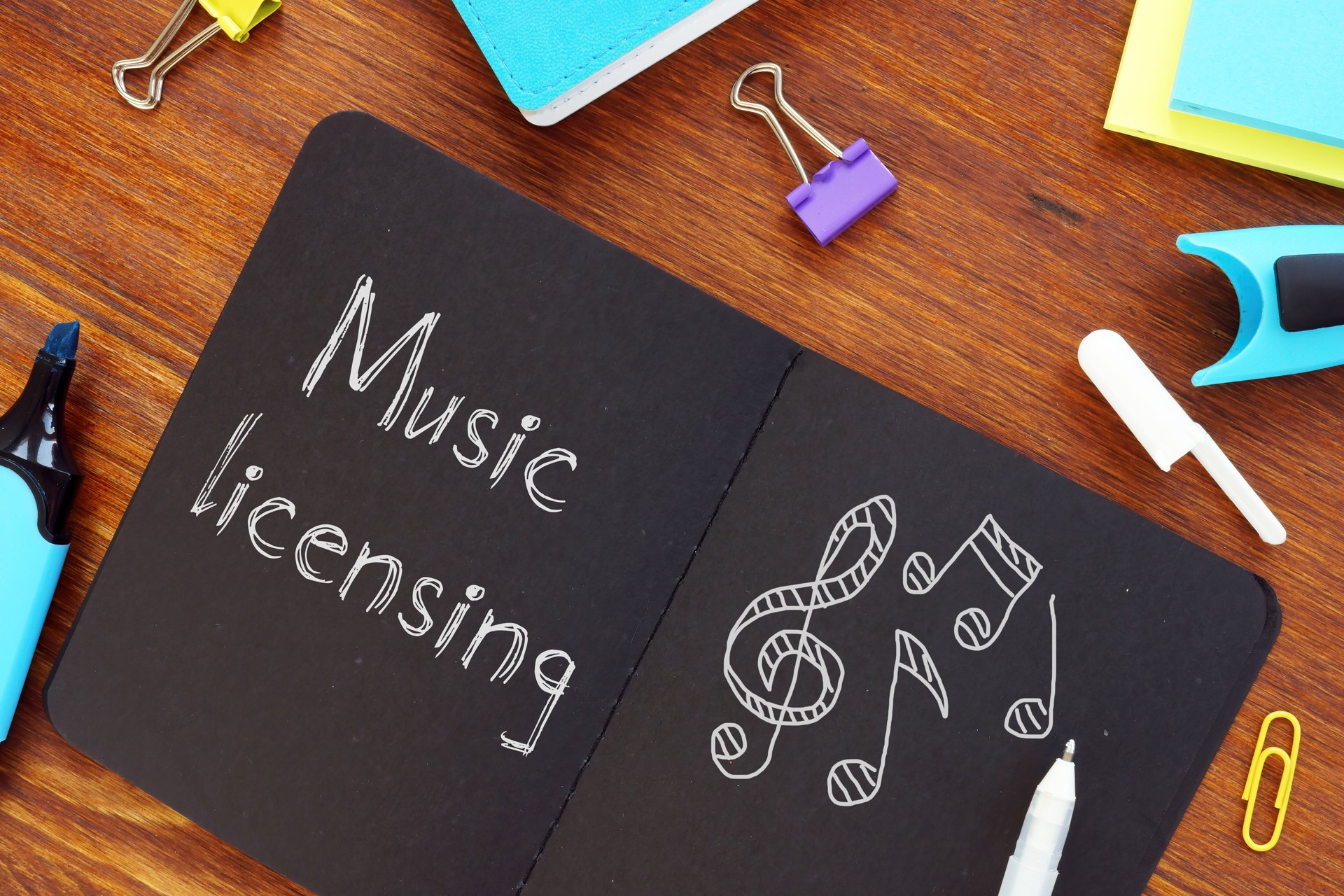Music licensing is shown on the photo using the text